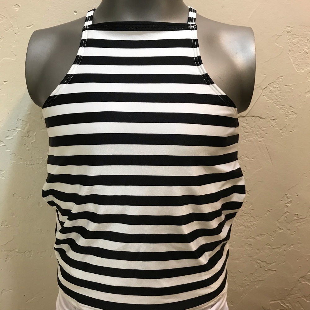 Black & white striped swim / summer top! Sz Small